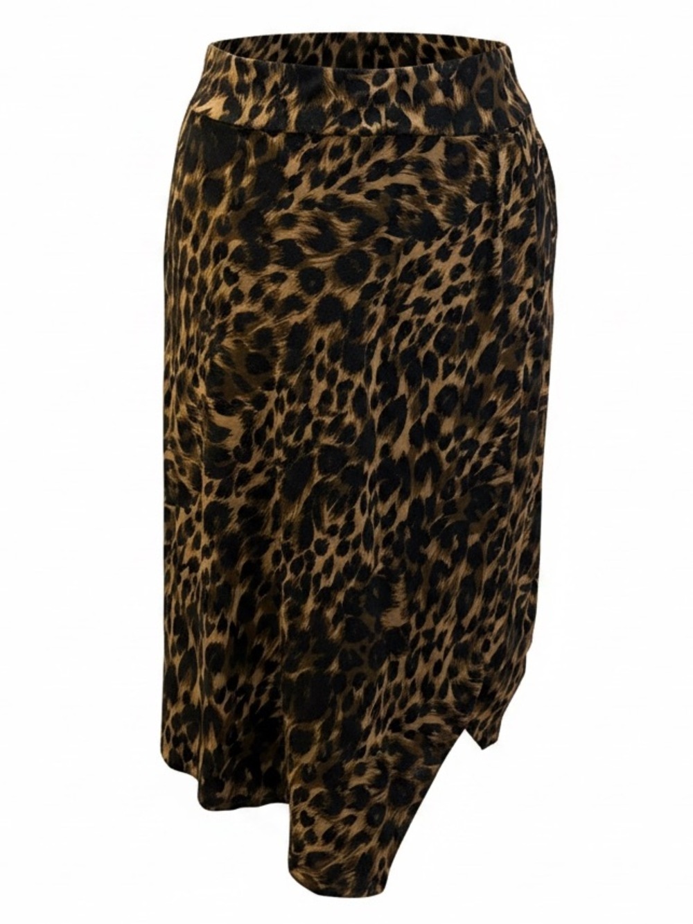 bobeau Leopard-Print Asymmetrical Midi Skirt - Black & Brown